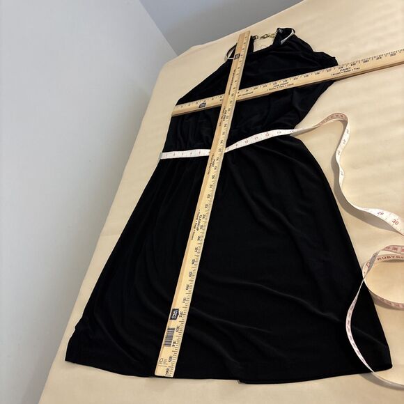 JBS Cocktail Dress Women's Large Black Halter Choker Hardware Sleeveless Lined - Picture 10 of 11